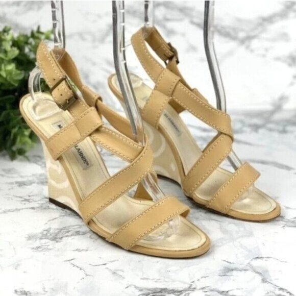 Manolo Blahnik Swirl Pattern Wedge Heel Sandal - Picture 3 of 10